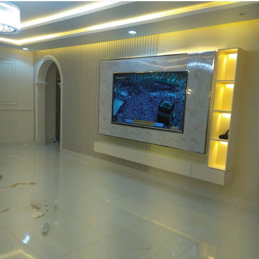 جدار تلفزيون رخام مع إضاءة LED